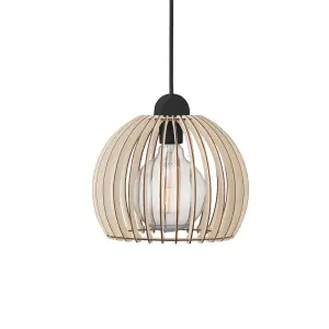 Nordlux Chino 25 Indoor Living Dining Wood Pendant Ceiling Light in Nature (Diam) 25cm