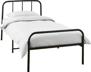 House of Home Black Single Metal Bed Frame Extra Strong with Rounded Headboard