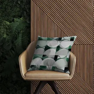 Geometric Grey Green Outdoor Cushion 60cm x 60cm