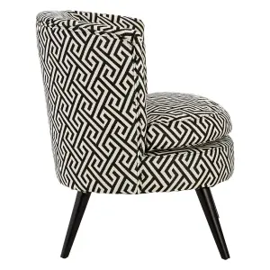 Interiors by Premier Round Black and White Round Armchair, Accent Chair for Living Room, Accent Lounge Chair for Home