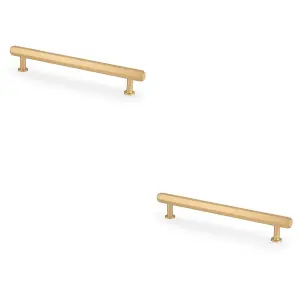 2 PACK - Industrial Hex T Bar Pull Handle - Satin Brass 160mm Centres Kitchen Cabinet