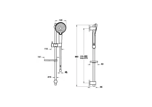 VitrA Bliss Matt Black Handshower Riser Rail Set