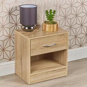 Antona 1 Drawer Bedside Table Anthracite Oak