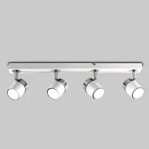 ValueLights Rosie White Ceiling Bar Spotlight and GU10 Spotlight LED 5W Warm White 3000K Bulbs