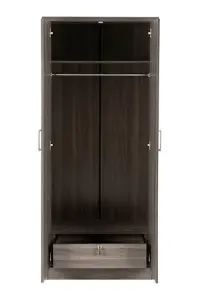 Lisbon 2 Door Wardrobe in Black Wood Grain