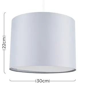 ValueLights Torbery Grey Ceiling Pendant Shade and B22 GLS LED 10W Warm White 3000K Bulb