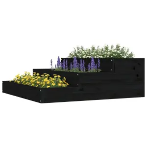 Berkfield Planter Black 78x78x27 cm Solid Wood Pine