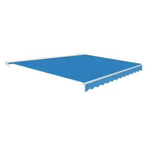 Primrose Awnings 4.0m x 3.0m Retractable Electric Half Cassette Azure Blue Awning Outdoor Patio Canopy