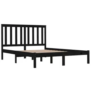 Berkfield Bed Frame Black Solid Wood Pine 140x200 cm