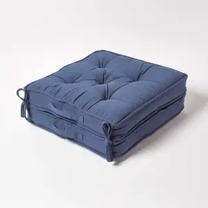 Homescapes Navy Cotton Travel Support Booster Cushion