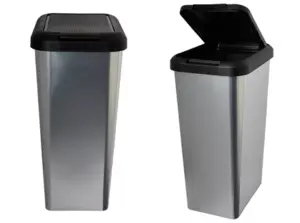 45L SILVER IML TOUCH & LIFT RECTANGLE SWING KITCHEN WASTE RUBBISH RECYCLE BIN