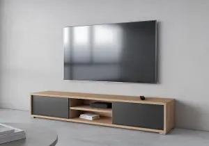 Chic Frida 40 Floating TV Cabinet 1800mm in Light Oak & Anthracite - Contemporary Media Unit H320mm D360mm