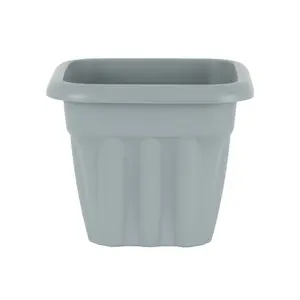 Wham 6x Vista Plastic Planter, Square Garden Plant Pot, Extra Small Floor Pot (25cm, 5.5L, Pack of 6) Made in UK (Upcycle Grey)