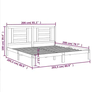 Berkfield Bed Frame White Solid Wood Pine 200x200 cm