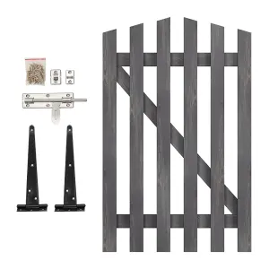 Grey Coated Freestanding Wooden Picket Garden Gate and Fence Door W 76cm H 120cm