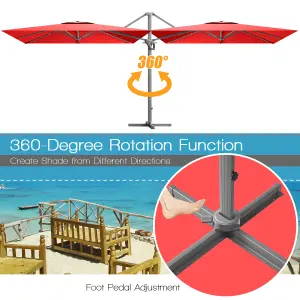 Costway 10 FT Patio Cantilever Umbrella Outdoor Square Parasol Hanging with 360 Rotation