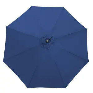 SunDaze 2.7M Blue Garden Parasol Sun Shade Umbrella with Crank Handle & Tilt Mechanism