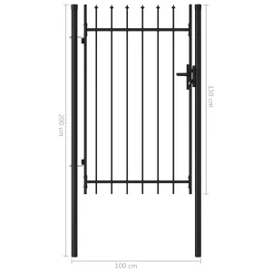 Berkfield Fence Gate Single Door with Spike Top Steel 1x1.5 m Black