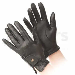 Aubrion Womens/Ladies Leather Riding Gloves Black (L)