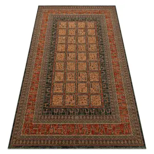 Wool carpet KASHQAI 4349 500 oriental, frame claret  160x240 cm