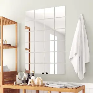 Berkfield 48 pcs Mirror Tiles Square Glass