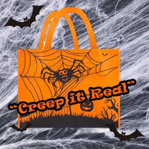 Halloween Shopper Bag Halloween Party, Trick or Treat 40cm x 32cm Orange Spider