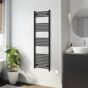 Rinse Bathrooms 800W Electric Heated Warming Towel Rail Bathroom Radiator Black - 1600x500mm