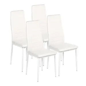 Aleanah Upholstered Metal Upholstered Back Side Chair (Set of 4) White