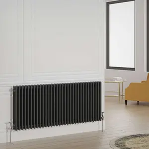 G-Rad Black Triple Column Horizontal Radiator - (H) 600 x (W) 1445mm