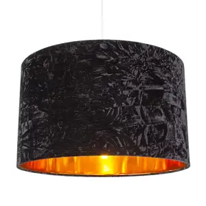 Modern Black Crushed Velvet 20 Floor/Pendant Lampshade with Shiny Copper Inner