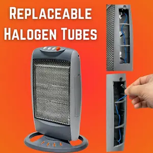 Trendi Halogen Heater 400W /800W/ 1200W 3 Power Settings, Carry Handle, and Long-Lasting Feature Replaceable Halogen Tubes, Ligh