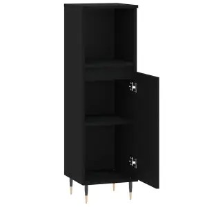 Berkfield Bathroom Cabinet Black 30x30x100 cm Engineered Wood