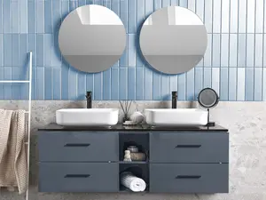 Double Sink Bathroom Vanity with Mirrors Grey PILAR