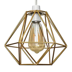 ValueLights Diablo Gold Ceiling Pendant Shade and E27 Pear LED 4W Warm White 2700K Bulb