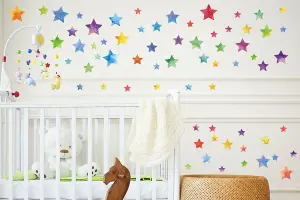 Walplus Colourful Watercolour Stars X 3 Packs Kids Sticker PVC Multicoloured