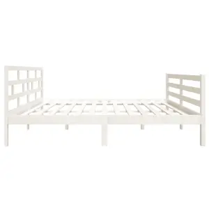 Berkfield Bed Frame White Solid Wood Pine 140x190 cm