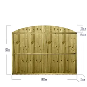 Dome Top Feather Edge Fence Panel (Pack of 3) Width: 6ft x Height: 4ft Vertical Closeboard Planks Fully Framed