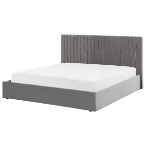 Velvet EU Super King Size Ottoman Bed Grey VION