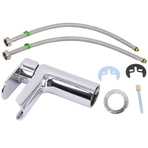 Rinse Bathrooms Basin Taps Waterfall Mixers Bathroom Sink Mixer Tap Semi-open with UK Hoses Chrome Brass