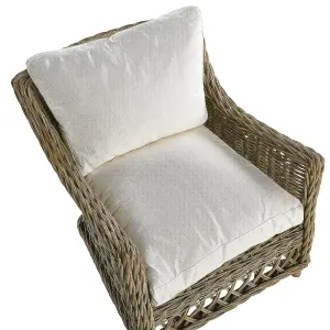 Set of 2 Garden Chairs with Cushions RIBOLLA with Footstool Rattan Natural