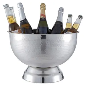 Buckingham Stainless Steel Champagne & Wine Cooler / Punch bowl 17.5 Litre / 40 cm , hammered effect