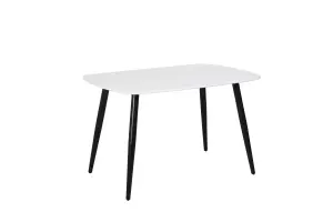 Core Products Aspen White 120cm Rectangular Dining Table with 4 Black Plastic Duo Design Chairs