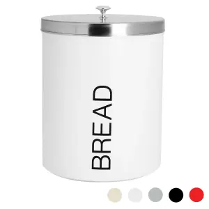 Harbour Housewares - Round Metal Kitchen Bread Bin - White