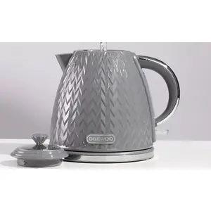 DAEWOO Argyle SDA1871GE Retro Set Kettle and Toaster Matching Bundle 2 Slice Browning Control Easy Clean 1.7L Jug Auto Off Grey