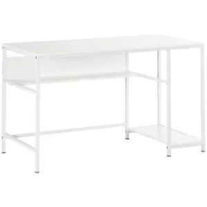 HOMCOM Home Office Computer Writing Desk Study Workstation w/ Storage, White