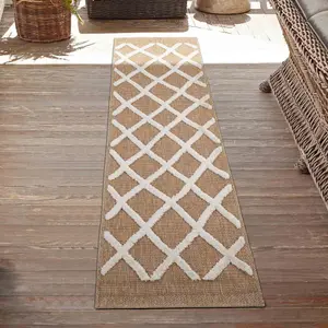 Harper Aztec Pattern Water Resistant Garden Rug Indoor Outdoor Area Rugs Cream 120x170 cm