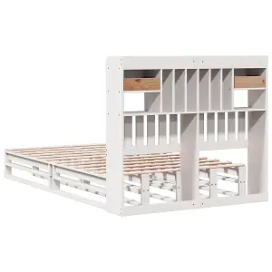 Berkfield Bookcase Bed without Mattress White 120x190 cm Small Double Solid Wood Pine