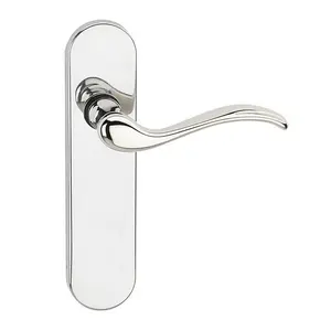 URBNLIVING 150mm Length 12 Pcs Geneva Scroll Metal & Polished Nickel Lever Latch Door Plain Handle Set