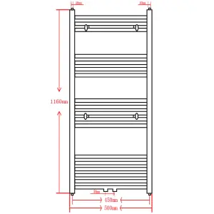 Grey Bathroom Central Heating Towel Rail Radiator Curve 500x1160mm