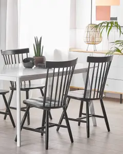 Set of 2 Dining Chairs BURGES Rubberwood Black